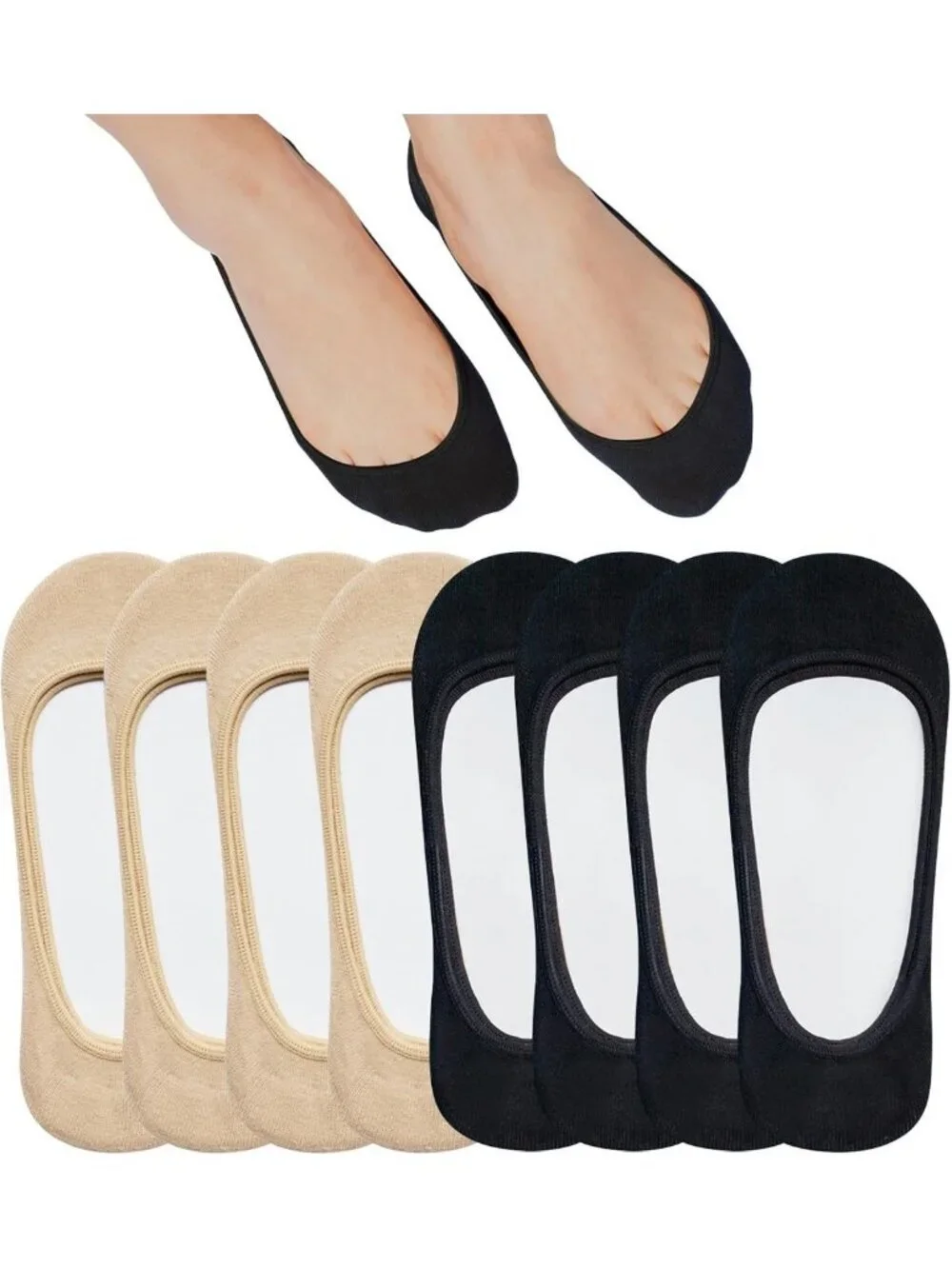 Non-Slip No Show Socks for Women | Invisible Low Cut Flats | Comfortable